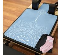 Atellya Pilates Reformer Mat With Yoga Socks Women & Mesh Bag Bundle - Lightweight Mat For Pilates - Non Slip Reformer Towel, Workout Mat For Pilates Socks With Grips Non Slip Reformer Cover (Blue)