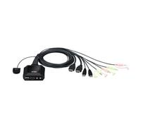 ATEN 2-Port USB 4K HDMI Cable KVM Switch with Remote Port Selector