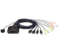 ATEN 2-Port USB 4K HDMI Cable KVM Switch with Remote Port Selector