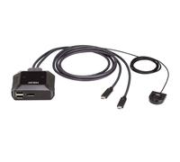 ATEN 2-port Usb-c 4k Displayport Kvm Switch With Remote Port Selector in Black Aten Black