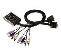ATEN 2-Port USB DVI/Audio Cable KVM Switch with Remote Port Selector 1920 x 1200 pixels WUXGA 3.23 W Black