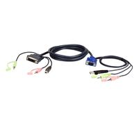 ATEN 2L-7DX2U video cable adapter 1.8 m VGA (D-Sub) + 3.5mm + USB Type-A DVI-I + 3.5mm + USB Type-B Black, Green, Pink