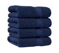 ATEN Homeware Egyptian Cotton Bath Towel Set - 4 Piece Hand Towels Set with 4 Large Hand Towels - 40 x 70 cm - Ultra Soft & Highly Absorbent, OEKO-TEX Certified, Made in Egypt (Navy)