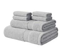 ATEN Homeware Egyptian Cotton Bath Towel Set - 6 Piece Set with 1 Large Bath Towel, 1 Hand Towel and 4 Face Towels - Ultra Soft & Highly Absorbent, OEKO-TEX Certified, Made in Egypt (Grey)