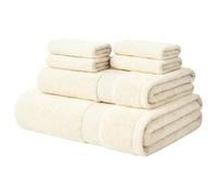 ATEN Homeware Egyptian Cotton Bath Towel Set - 6 Piece Set with 1 Large Bath Towel, 1 Hand Towel and 4 Face Towels - Ultra Soft & Highly Absorbent, OEKO-TEX Certified, Made in Egypt (Cream)