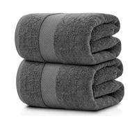 ATEN Homeware Supreme Egyptian Cotton Bath Sheet Set - 2 Piece Set with 2 Jumbo Size Bath Sheets 90 x 160 cm, Ultra Soft, Highly Absorbent, OEKO-TEX Certified, Made in Egypt (Steel Grey)
