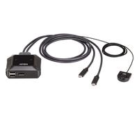 Aten US3312 2-Port 4K DisplayPort USB-C Cable KVM Switch with Remote
