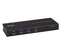 ATEN US3344I 4 x 4 USB 3.2 Gen 1 Industrial Hub Switch, Includes Mounting Kit, Remote Port Selector and Terminal Block Adapter Set