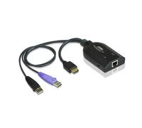 Aten USB - HDMI to Cat5e/6 KVM Adapter Cable (CPU Module). Keyboard port type: USB Video port type: HDMI Product colour: Black. Weight: 104 g. Connector(s): 1 x RJ-45 2 x USB A 1 x HDMI Depth: 91 mm H