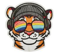 Atensils Tiger Wear Sunglasses Iron On Patch Iron On or Sew On Patches Perfect for Backpacks Jeans Jackets Hats & Clothes Cute Funny Cool Embroidered Appliques Patch