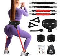 ATENTO 12 Pcs Set Resistance Bands for Legs and Butt, Fitness Elastic Band with Handles,Gym Belt, 4 Pcs Workout Band for Women & Men, Leg Day, Full Body Routine Exercise with Door Anchor, Ankle Strap