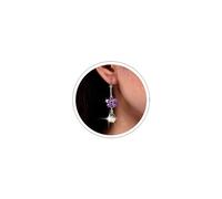 Atentuyi Amethyst Flower Earrings Wedding Bridal Rhinestone Earrings Purple Crystal Dangle Earrings Gold Huggie Hoop Earrings Teardrop Cz Drop Earrings Jewelry for Women and Girls