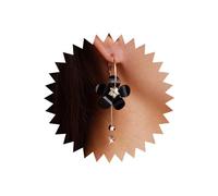 Atentuyi Boho Big Acrylic Black Flower Drop Dangle Earrings Gold Cz Resin Flower Hoop Earrings Large Floral Earrings Crystal Tassel Earrings 5 Leaves Petals Earrings Jewelry for Women and Girls