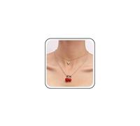 Atentuyi Boho Layered Small Heart Necklace Gold Red Cherry Pendant Thin Necklace Dainty Tiny Love Drop Collar Simple Choker Delicate Chain Short Cute Minimalist Jewelry for Women