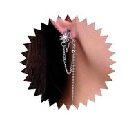 Atentuyi Boho North Star Earrings Silver Chain Earrings Long Drop Dangle Earrings Tiny Beaded Tassel Earrings Small Cz Stud Earrings Jewelry for Women and Girls