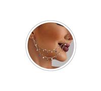 Atentuyi Boho Nose Ring Chain To Ear Gold Double Dangle Nose Hoop Septum Nose Cuff No Piercing Punk Evil Eye Drop Mini Ball Stud Earrings Indian Belly Danc Nostril Jewelry for Women and Girls
