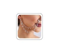 Atentuyi Boho Nose Ring Chain To Ear Silver Double Dangle Nose Hoop Septum Nose Cuff No Piercing Punk Evil Eye Drop Mini Ball Stud Earrings Indian Belly Danc Nostril Jewelry for Women and Girls