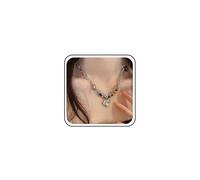 Atentuyi Boho Punk Goth Tiny Heart Necklace Silver Small Love Pendant Thin Necklace Simple Paperclip Choker Link Chain Dainty Colorful Beads Minimalist Cute Delicate Collar Jewelry for Women