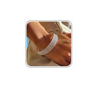 Atentuyi Boho Silver Bangle Bracelets Stack Dainty Silver Bracelet Set Silver Stackable Bracelet Thin Chain Silver Layered Bracelet Simple Bangle Jewelry for Women