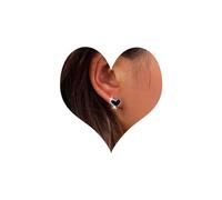 Atentuyi Boho Small Black Heart Stud Earrings Silver Onyx Tiny Cz Heart Earrings Rhinestone Heart Shape Earrings Halo Crystal Love Earrings Jewelry for Women and Girls