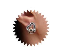 Atentuyi Boho Small Cz Heart Stud Earrings Gold Hollow Tiny Heart Earrings Rhinestone Double Heart Shape Earrings Halo Crystal Love Earrings Jewelry for Women and Girls