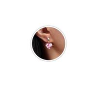 Atentuyi Boho Small Pink Heart Earrings Gold Tiny Heart Dangle Drop Earrings Pink Dangling Earrings Cz Heart Stud Earrings Pink Crystal Earrings Jewelry for Women and Girls