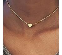 Atentuyi Boho Tiny Heart Pendant Necklace - Gold Love Heart Choker Dot Pendant Solitaire Jewelry for Women and Girls