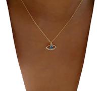 Atentuyi Cz Evil Eye Necklace Gold Cz Pendant Necklace Rhinestone Third Eye Necklace Blue Cubic Zirconia Necklace Choker Blue Eye Crystal Necklace Vintage Necklace Jewelry for Women and Girls