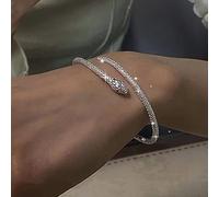Atentuyi Cz Snake Bracelet Punk Snake Bangle Silver Open Bangle Serpent Bracelet Animal Cubic Zirconia Bracelet Fashion Vintage Bracelet Gothic Bracelet Jewelry for Women and Girls