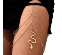 Atentuyi Gold Snake Thigh Leg Chain, Minimalist Boho Body Chain, Elastic Harness Jewelry for Women and Girls