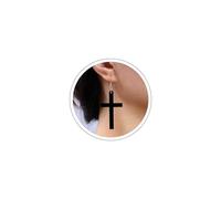 Atentuyi Gothic Acrylic Large Cross Dangle Drop Earrings Silver Punk Big Black Cross Earrings Resin Cross Hook Earrings Vintage Religious Earrings Jewelry for Women and Girls