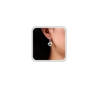 Atentuyi Green Emerald Earrings Silver Peridot Crystal Wedding Earrings Round Halo Cz Drop Earrings Bridal Rhinestone Solitaire Earrings Leverback Dangle Earrings Jewelry for Women Girls