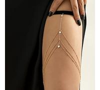 Atentuyi Layered Pearl Leg Chain Gold Sexy Bikini Beach Harness Bohemian Body Chain Thigh Jewelry for Women and Girls
