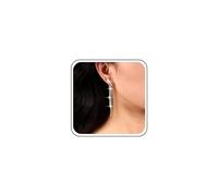 Atentuyi Long Tassel Wedding Rhinestone Earrings Crystal Chain Drop Earring Cz Cross Stud Earrings Gold X Earrings Bridal Dangle Earrings Linear Sparkly Earrings Jewelry for Women Girls