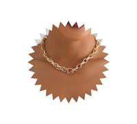 Atentuyi Punk Cuban Choker Gold Paperclip Toggle Necklace Chunky Link Chain Necklace Thick Twisted Rope Curb Necklace Short Collar Clavicle Necklace Jewelry for Women and Girls