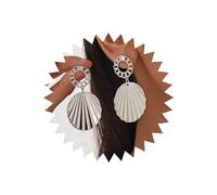 Atentuyi Punk Large Disc Dangle Earrings Silver Metal Textured Circle Earrings Double Disc Drop Earrings Big Exaggerated Disc Earrings Hammered Coin Earrings Jewelry for Women and Girls