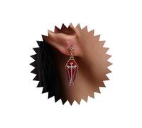Atentuyi Punk Rock Gothic Cross Earrings Gold Religious Earrings Enamel Crystal Red Drop Dangle Earrings Rectangle Geometric Earrings Vintage Statement Earrings for Women and Girls