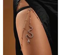 Atentuyi Punk Snake Leg Chain Bead Thigh Chain Gold Thigh Leg Chain Elastic Harness Bikini Snake Body Chain Summer Beach Boho Beaded Thigh Jewelry for Women and Girls