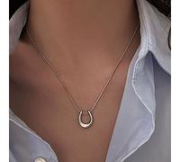 Atentuyi Silver Horseshoe U Pendant Necklace Box Chain Jewelry for Women and Girls