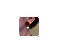 Atentuyi Wedding Red Velvet Flower Stud Earrings Gold Pearl Drop Earrings Bridal Pearl Dangle Earrings Vintage Floral Earrings Jewelry for Women and Girls