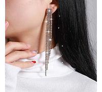 Atentuyi Wedding Rhinestone Earrings Gold Chandelier Earrings Cz Long Earrings Bride Crystal Earrings Diamond Tassel Dangle Drop Earrings Jewelry for Women and Girls