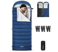 ATEPA 3-in-1 Hybrid Down Sleeping Bag, Ultralight 3 Seasons Sleeping Bag with Sleeping Mat Attachment & Compression Bag, Camping Sleeping Bag for Spring, Summer, Autumn, Comfort 4 °C/Limit -1 °C