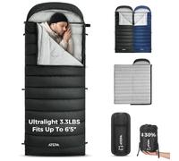 ATEPA 3-in-1 Hybrid Down Sleeping Bag, Ultralight 3 Seasons Sleeping Bag with Sleeping Mat Attachment & Compression Bag, Camping Sleeping Bag for Spring, Summer, Autumn, Comfort 4 °C/Limit -1 °C