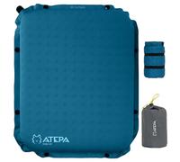 ATEPA Inflatable Seat Cushion, Self-Inflating Foam Air Blow up Button-Attachable Cushion to Sit on for Travel Airplane Stadium Camping Backpacking Boating Concert, Blue