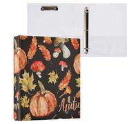 Atercolor Bright Pattern Various Autumn Elements 1 And A Half Inch Notebook Binder Three Rings With Pockets 1/2 Pack Binder Office Supplies Hard Cover