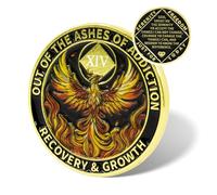 ATERECOSP Phoenix Rising Sobriety Coin, Recovery Addiction NA AA Chips and Medallions, Narcotics Anonymous Gifts for Men Women (14 Year)
