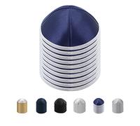 Ateret Judaica Pack of 10 Pcs 19 cm Satin Kippah for Men & Boys, Yamaka Hat from Israel - Kippot Bulk, Blue With Trim Embroider in Silver, L