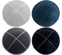 ateret yudaica Pack of 4-Pcs - Hq 15cm 4-Colors Suede Kippah for Men Boys and Kids, Yamaka Hat from Israel - Kippot Bulk.