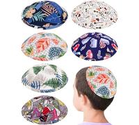 ateret yudaica Pack of 6-Pcs - Hq 17cm - Smaller Size - Mix Colors Kippah for Boys and Kids, Yamaka Hat from Israel - Kippot Bulk - Set 6