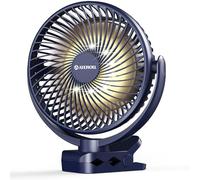 Ateroll 10000mAh Clip on Fan with Remote, 3 Speeds USB Portable Fans Rechargeable with Timer & LED Lights, 360°Rotate 8" Battery Powered Desk Fans for Home Office Travel Camping(Blue)